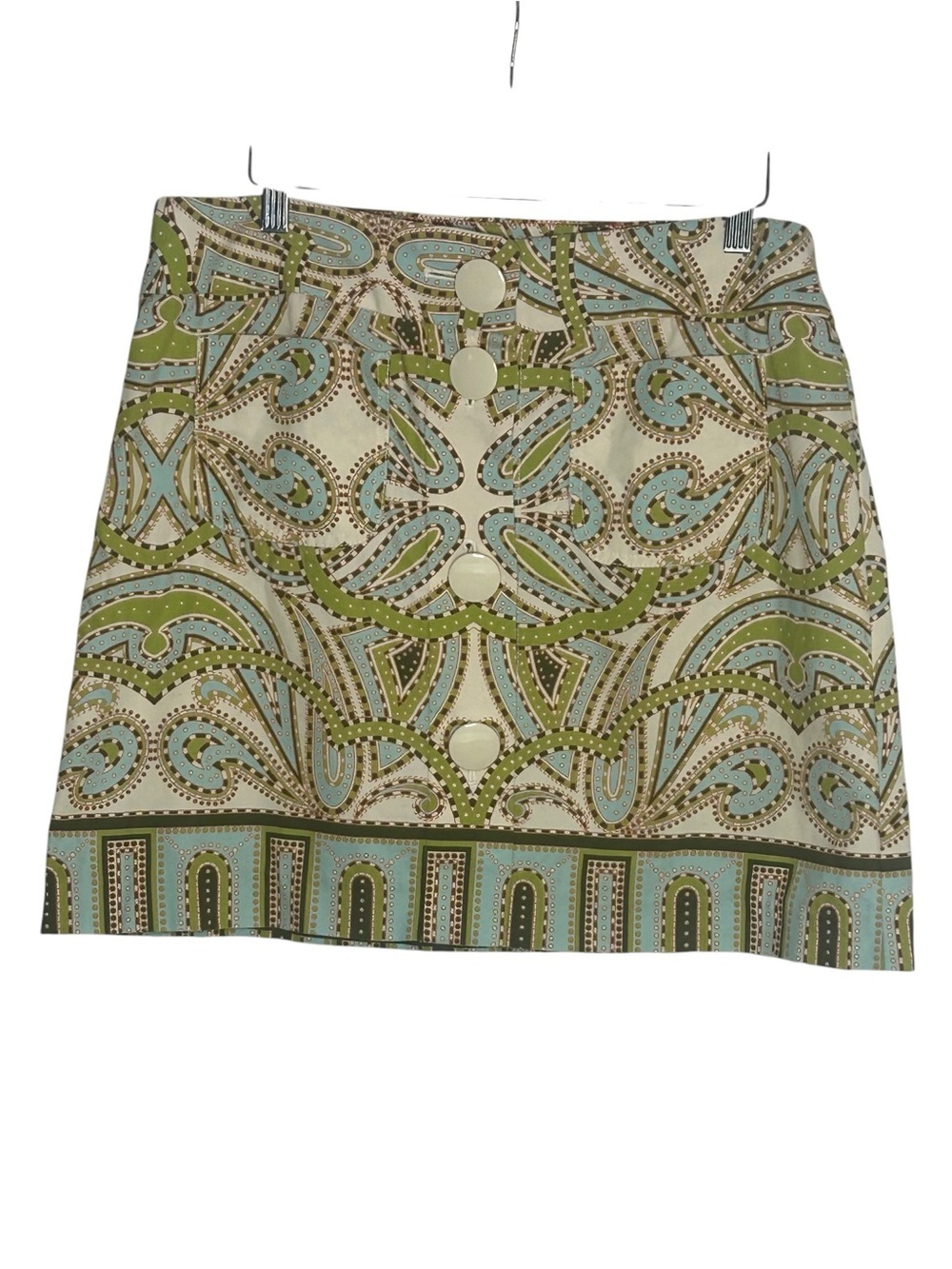 J. Crew Retro Mod Trastevere Button Down Paisley A Line Mini Skirt EUC Sz 12